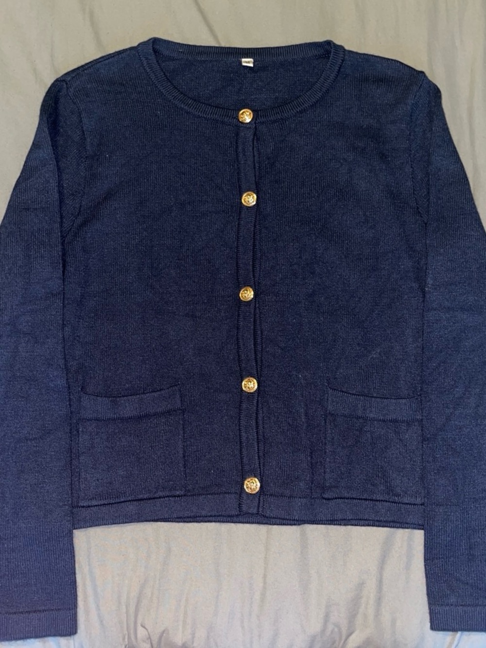 Classic Navy Button-Front Women’s Cardigan Sweater